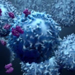 3d illustration proteins with lymphocytes , t cells or cancer cells